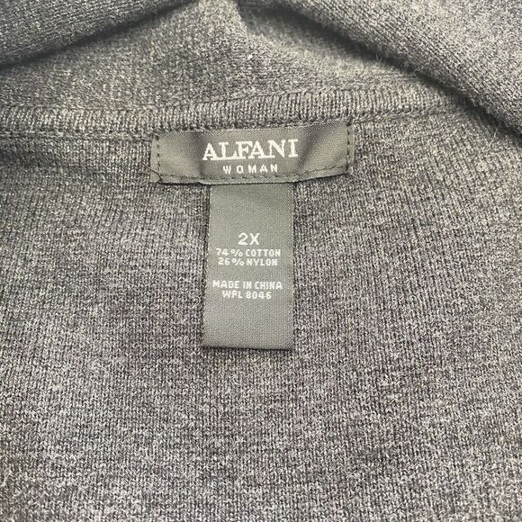 Alfani Womens Sweater Jacket Size 2X Gray Cotton Buttons Front Comfort Pre Owned - Picture 14 of 14